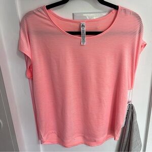 RBX (2) Women's Stripe Off Activewear Tops Peach/Gray Size M